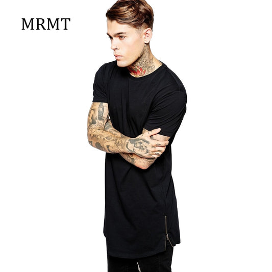 MRMT Mens Long Cotton T Shirt 2019 Longline Hip Hop Extra Long Black Zipper T-Shirts Men Tee Tops Man Shirt For Male Tshirt