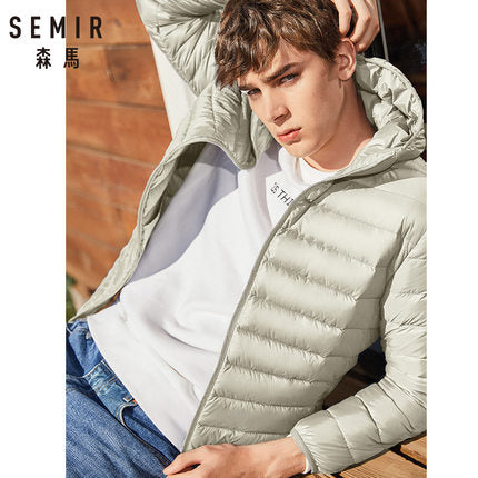 SEMIR brand men down jacket casual fashion winter jacket for men Hooded windbreaker white duck coat male outwear