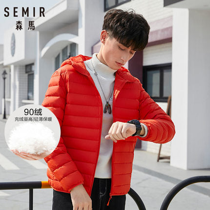 SEMIR brand men down jacket casual fashion winter jacket for men Hooded windbreaker white duck coat male outwear