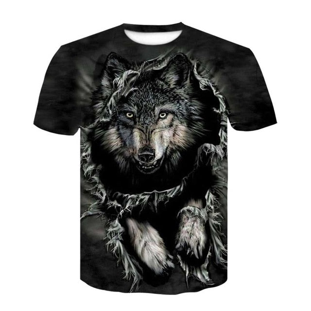 2019 Newest Wolf 3D Print Animal Cool Funny T-Shirt Men Short Sleeve Summer Tops T Shirt Tshirt Male Fashion T-shirt male4XL