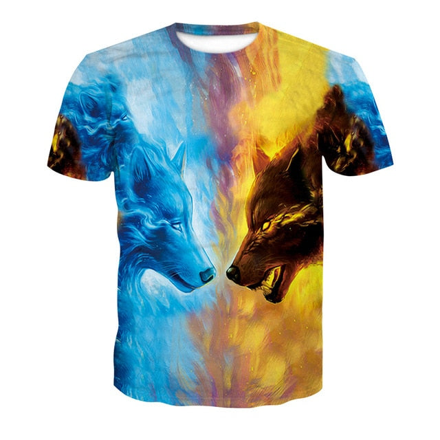 2019 Newest Wolf 3D Print Animal Cool Funny T-Shirt Men Short Sleeve Summer Tops T Shirt Tshirt Male Fashion T-shirt male4XL