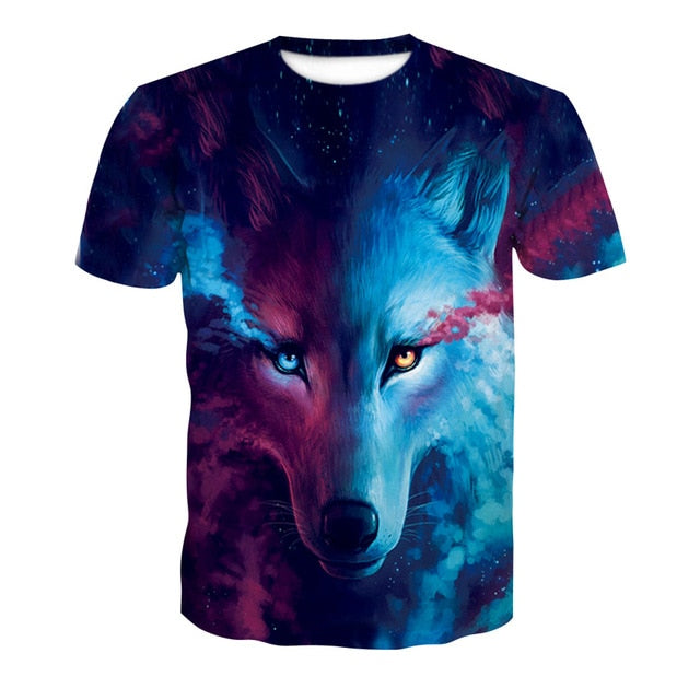 2019 Newest Wolf 3D Print Animal Cool Funny T-Shirt Men Short Sleeve Summer Tops T Shirt Tshirt Male Fashion T-shirt male4XL