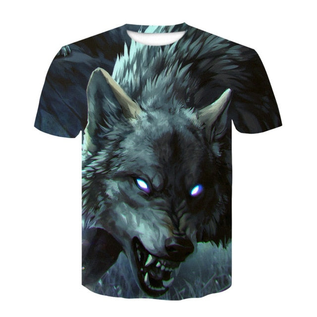 2019 Newest Wolf 3D Print Animal Cool Funny T-Shirt Men Short Sleeve Summer Tops T Shirt Tshirt Male Fashion T-shirt male4XL