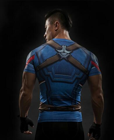 TUNSECHY Short Sleeve 3D T Shirt Men T-Shirt Male Tee Captain America Superman tshirt Men Fitness Compression Shirt Punisher MMA