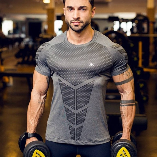 Mens Compression T-shirt Jogger Sporting Skinny Tee Shirt Male Gyms Fitness Bodybuilding Workout Black Tops Quick dry Clothing