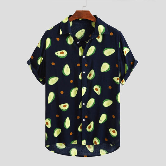 Fluorescent Color Men Shirt Summer High Quality Breathable Hawaiian Shirt Camisa Masculina Brand Casual Male Printed Plus Size