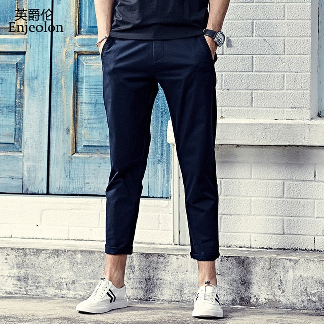 Enjeolon Brand Long Trousers Pants Male Pencil Solid Casual Pants Men Top Quality Clothing Male Pants Causal Clothes K6226