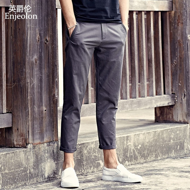 Enjeolon Brand Long Trousers Pants Male Pencil Solid Casual Pants Men Top Quality Clothing Male Pants Causal Clothes K6226