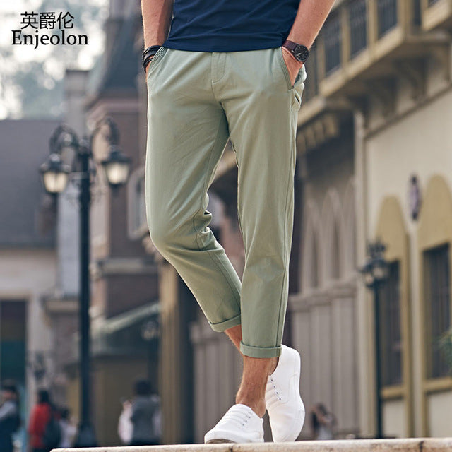 Enjeolon Brand Long Trousers Pants Male Pencil Solid Casual Pants Men Top Quality Clothing Male Pants Causal Clothes K6226