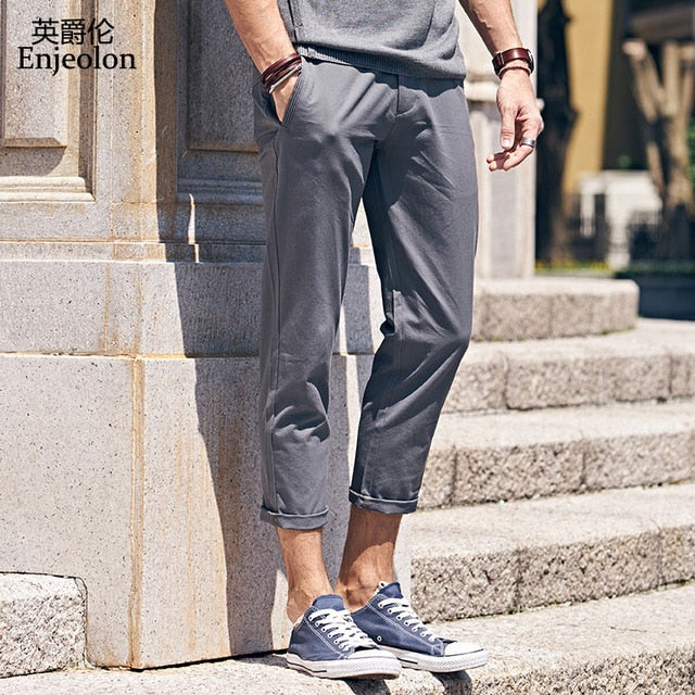 Enjeolon Brand Long Trousers Pants Male Pencil Solid Casual Pants Men Top Quality Clothing Male Pants Causal Clothes K6226