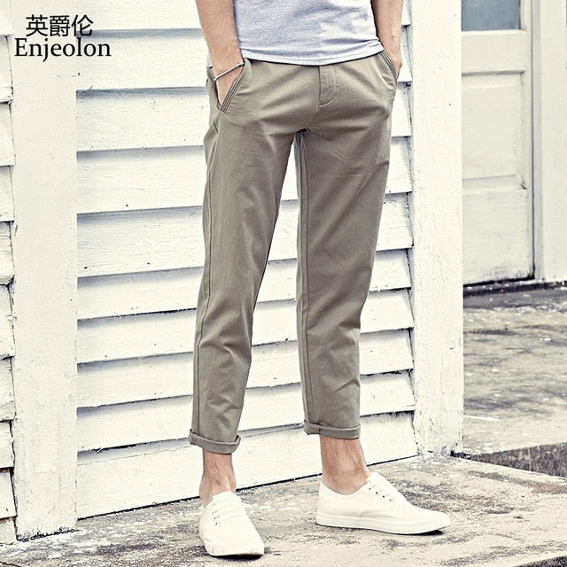 Enjeolon Brand Long Trousers Pants Male Pencil Solid Casual Pants Men Top Quality Clothing Male Pants Causal Clothes K6226