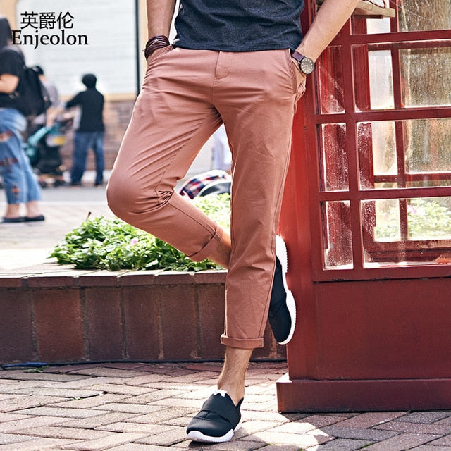 Enjeolon Brand Long Trousers Pants Male Pencil Solid Casual Pants Men Top Quality Clothing Male Pants Causal Clothes K6226