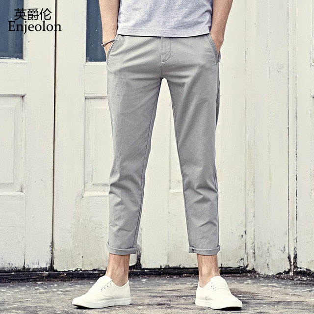 Enjeolon Brand Long Trousers Pants Male Pencil Solid Casual Pants Men Top Quality Clothing Male Pants Causal Clothes K6226