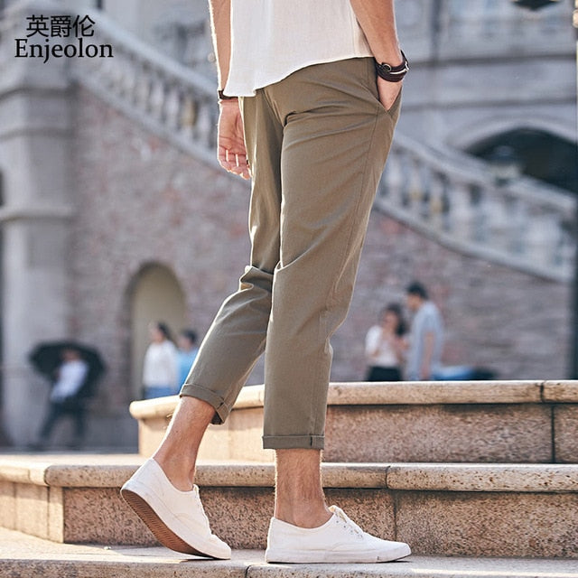 Enjeolon Brand Long Trousers Pants Male Pencil Solid Casual Pants Men Top Quality Clothing Male Pants Causal Clothes K6226