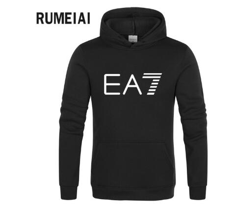 New 2019 Brand Tracksuit Fashion EA7 Men Sportswear Two Piece Sets All Cotton Fleece Thick hoodie+Pants Sporting Suit Male