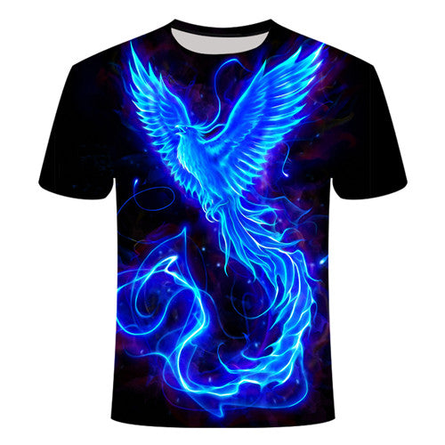 Blue Flaming tshirt Men Women t shirt 3d t-shirt Black Tee Casual Top Anime Camiseta Streatwear Short Sleeve Tshirt Asian size