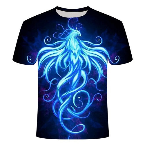 Blue Flaming tshirt Men Women t shirt 3d t-shirt Black Tee Casual Top Anime Camiseta Streatwear Short Sleeve Tshirt Asian size