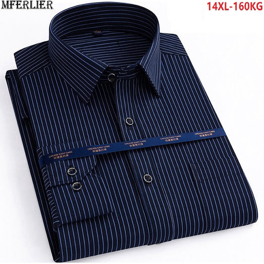 autumn men plus big size 14XL striped shirt work Business long sleeve larger 7XL 8XL Dress shirt 9XL 10XL 11XL 12XL 13XL shirts