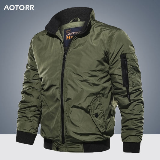 Men's Outwear Baseball Jacket Flight Bomber Coat Mens 2019 Spring Autumn Army Green Military Streetwear Jackets Coats Waterpoof