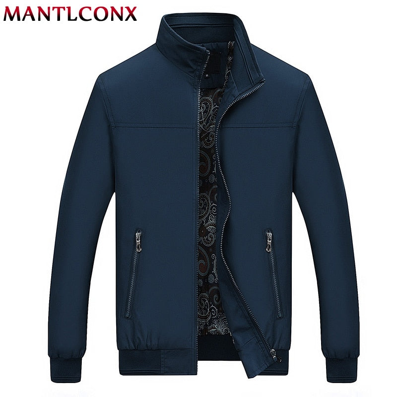 MANTLCONX 2019 New Autumn Casual Brand Mens Jackets and Coats Stand Collar Zipper Male Outerwear Men Jacket Black Men's Clothing