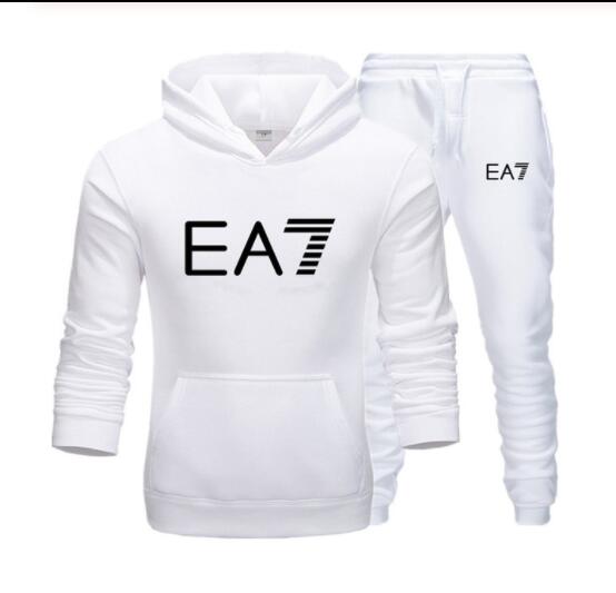 2019 Brand EA7 sweatshirt long-sleeve hoodie plain color printed casual sportswear spring and autumn new men's and women's wear