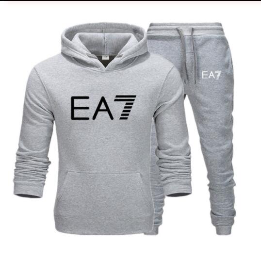 2019 Brand EA7 sweatshirt long-sleeve hoodie plain color printed casual sportswear spring and autumn new men's and women's wear