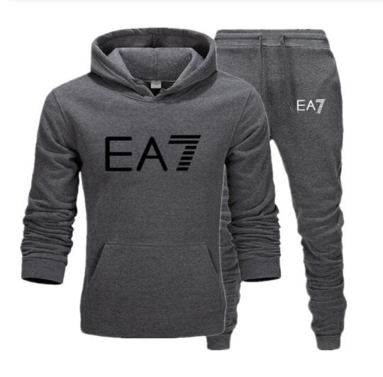 2019 Brand EA7 sweatshirt long-sleeve hoodie plain color printed casual sportswear spring and autumn new men's and women's wear