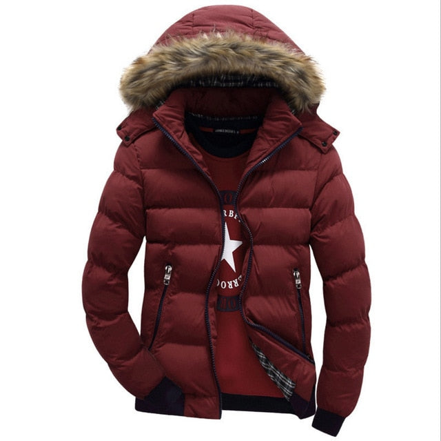 2019 Brand New Winter Jacket Men Warm Down Jacket 9 Color Fashion Brand With Fur Hood Hat Men Outwear Coat Casual Thick Mens 4XL