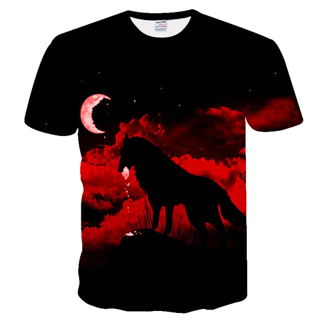 2019 Men's New Summer Personalized T-Shirt Wolf Print T-Shirt 3D Men's T-Shirt Novelty Animal Tops T-Shirt Men's Short Sleeve