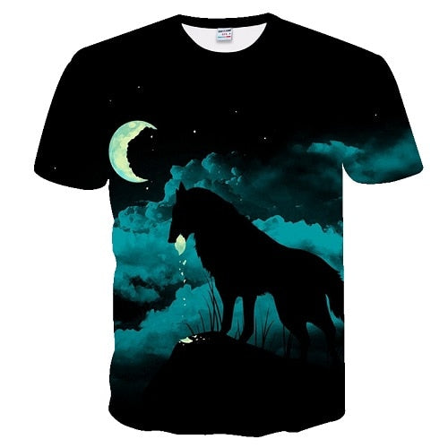 2019 Men's New Summer Personalized T-Shirt Wolf Print T-Shirt 3D Men's T-Shirt Novelty Animal Tops T-Shirt Men's Short Sleeve