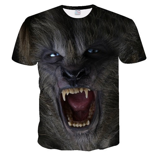 2019 Men's New Summer Personalized T-Shirt Wolf Print T-Shirt 3D Men's T-Shirt Novelty Animal Tops T-Shirt Men's Short Sleeve