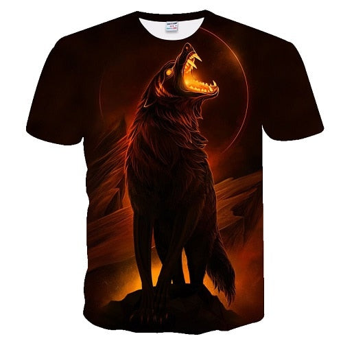 2019 Men's New Summer Personalized T-Shirt Wolf Print T-Shirt 3D Men's T-Shirt Novelty Animal Tops T-Shirt Men's Short Sleeve