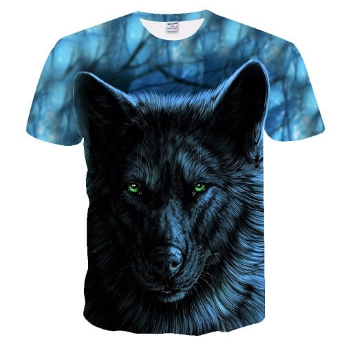 2019 Men's New Summer Personalized T-Shirt Wolf Print T-Shirt 3D Men's T-Shirt Novelty Animal Tops T-Shirt Men's Short Sleeve