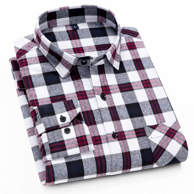 2019 Flannel Plaid Shirt 100% Cotton Hot sale Spring Autumn Casual Long Sleeve Shirt Chemise Homme Camisa Social Masculina