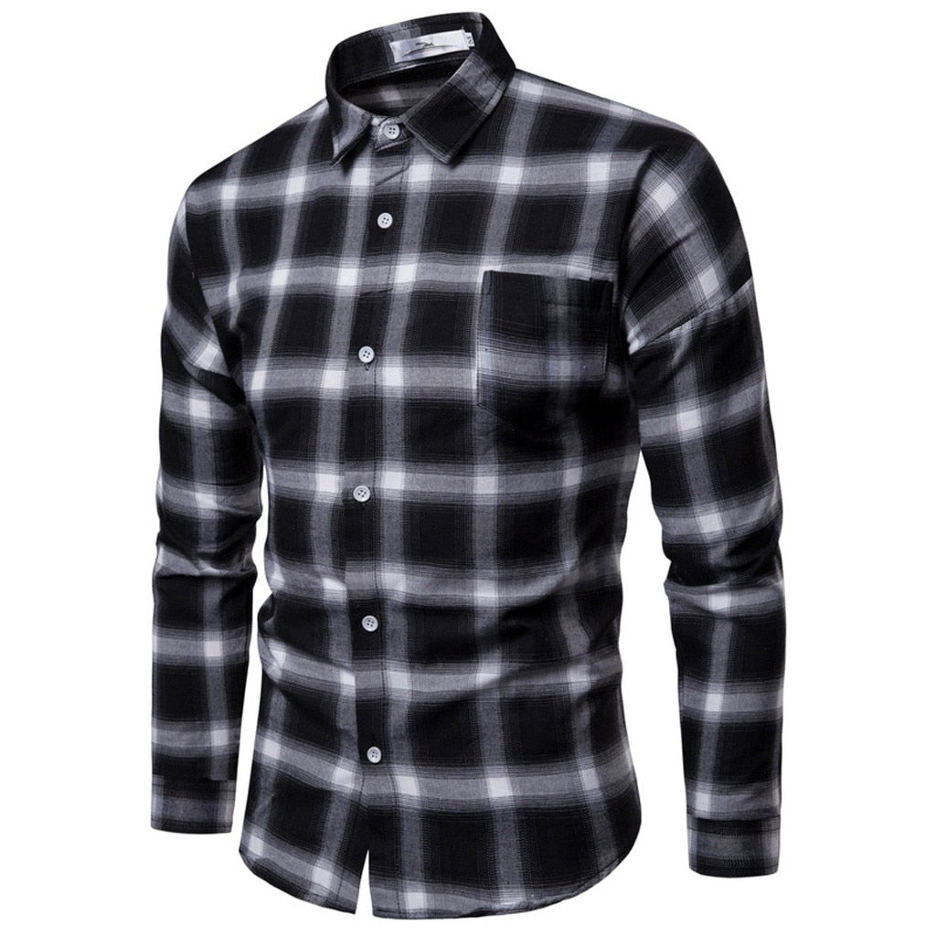 Casual plaid Men's shirts Camisa Autumn Winter Long-sleeved shirts men dress Streetwear Printing Male Blouse Top Camiseta hombre