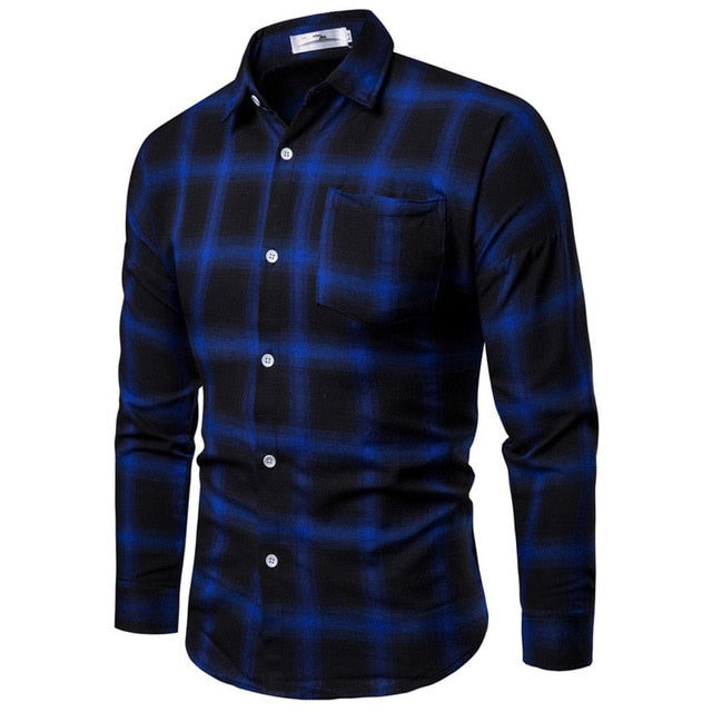 Casual plaid Men's shirts Camisa Autumn Winter Long-sleeved shirts men dress Streetwear Printing Male Blouse Top Camiseta hombre