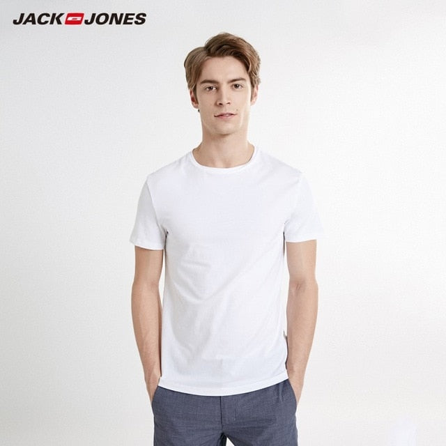 JackJones Men's Cotton T-shirt Solid Color Men's Top Fashion t shirt 2019 Brand New Menswear 2181T4517