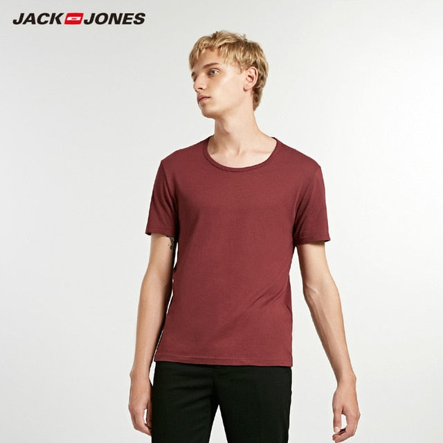 JackJones Men's Cotton T-shirt Solid Color Men's Top Fashion t shirt 2019 Brand New Menswear 2181T4517