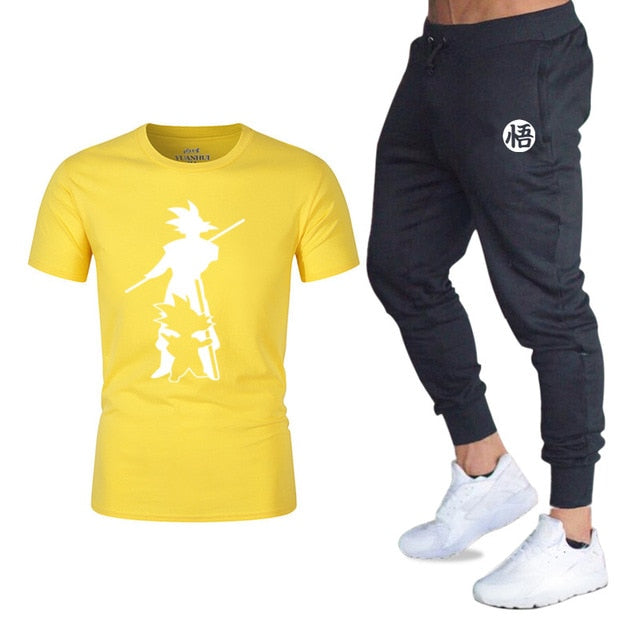 2019Brand logo Sets T Shirts+pants men Brand clothing Two piece suit tracksuit Fashion Casual Tshirts Hip hop For Male T-shirt