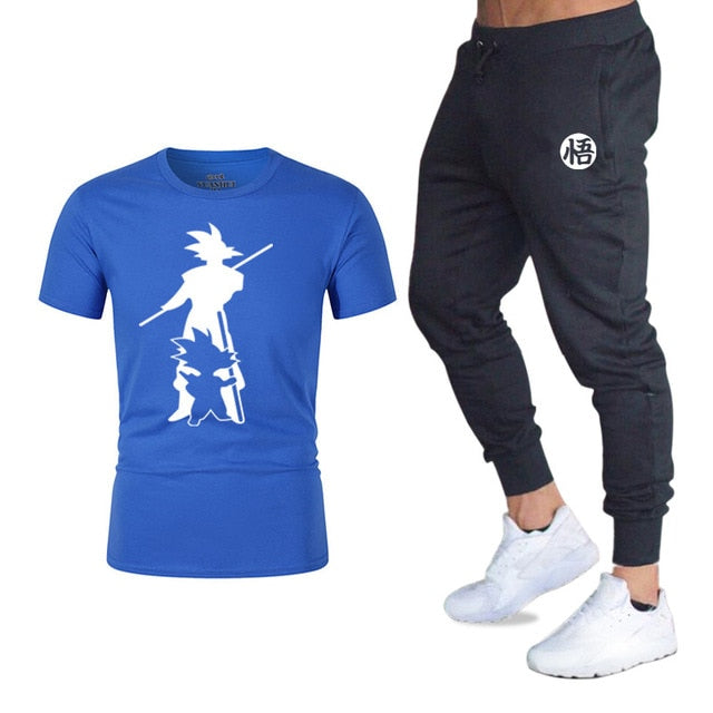 2019Brand logo Sets T Shirts+pants men Brand clothing Two piece suit tracksuit Fashion Casual Tshirts Hip hop For Male T-shirt