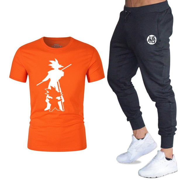 2019Brand logo Sets T Shirts+pants men Brand clothing Two piece suit tracksuit Fashion Casual Tshirts Hip hop For Male T-shirt