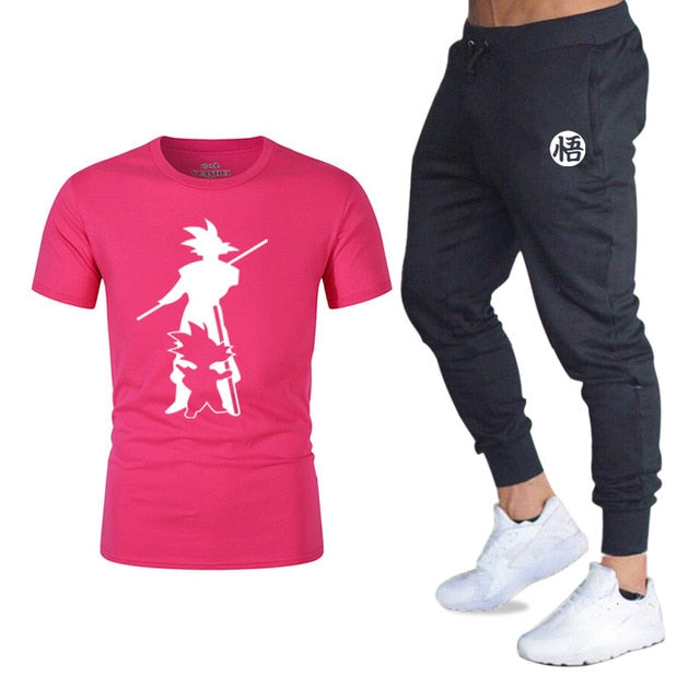 2019Brand logo Sets T Shirts+pants men Brand clothing Two piece suit tracksuit Fashion Casual Tshirts Hip hop For Male T-shirt