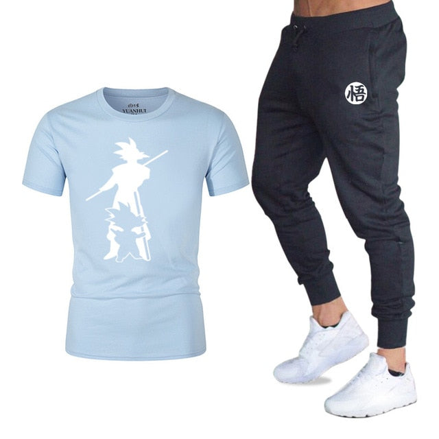 2019Brand logo Sets T Shirts+pants men Brand clothing Two piece suit tracksuit Fashion Casual Tshirts Hip hop For Male T-shirt