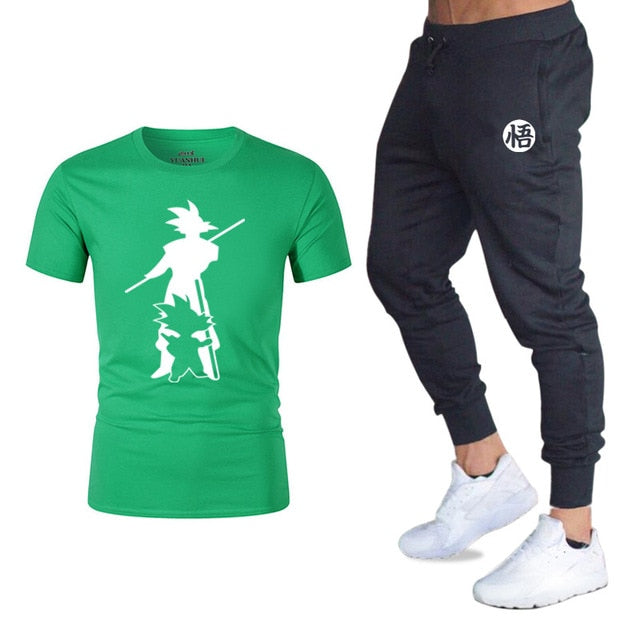 2019Brand logo Sets T Shirts+pants men Brand clothing Two piece suit tracksuit Fashion Casual Tshirts Hip hop For Male T-shirt