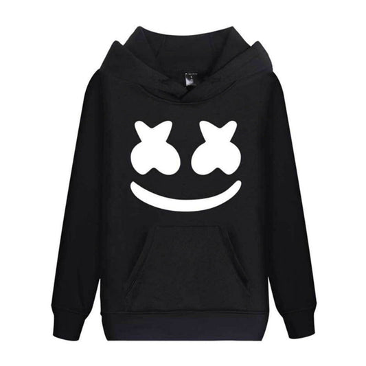 Laamei Sweet Marshmallow Smile Print Hoodies Hip Hop Solid Sweatshirts Rapper Bboy Dancer DJ Pullovers Modish Hooded Jacket Coat