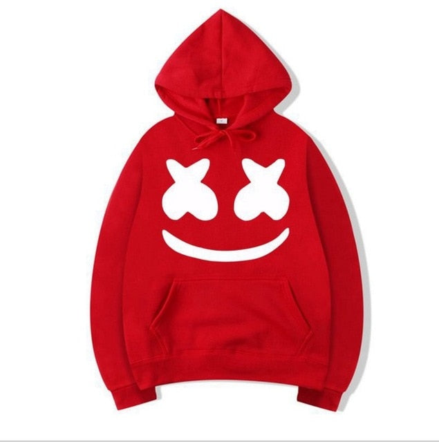 Laamei Sweet Marshmallow Smile Print Hoodies Hip Hop Solid Sweatshirts Rapper Bboy Dancer DJ Pullovers Modish Hooded Jacket Coat