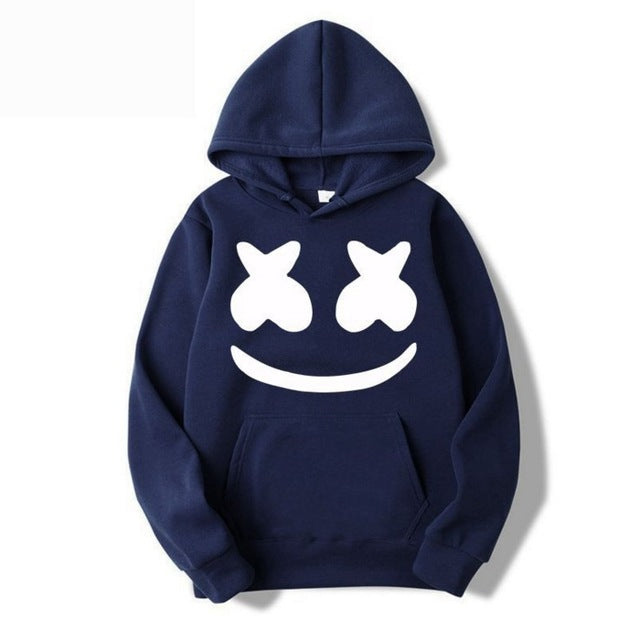 Laamei Sweet Marshmallow Smile Print Hoodies Hip Hop Solid Sweatshirts Rapper Bboy Dancer DJ Pullovers Modish Hooded Jacket Coat