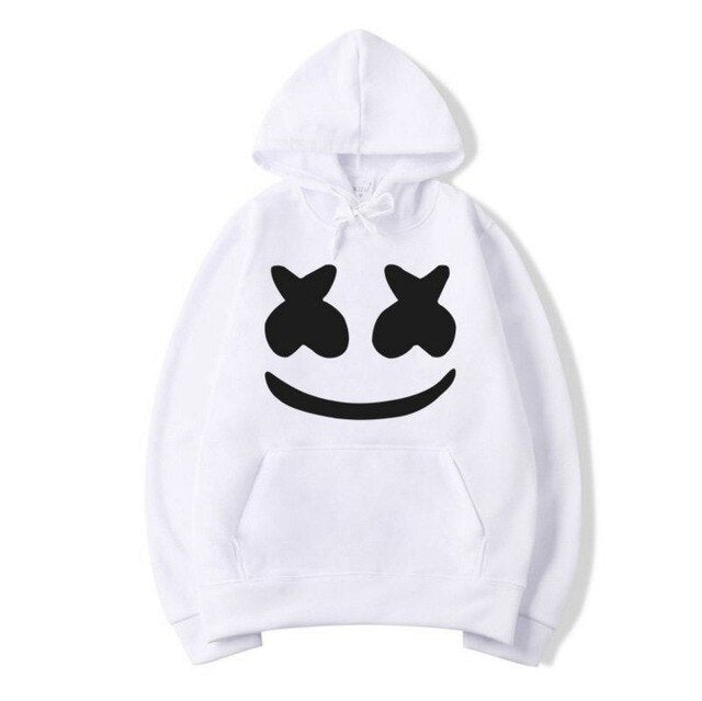 Laamei Sweet Marshmallow Smile Print Hoodies Hip Hop Solid Sweatshirts Rapper Bboy Dancer DJ Pullovers Modish Hooded Jacket Coat