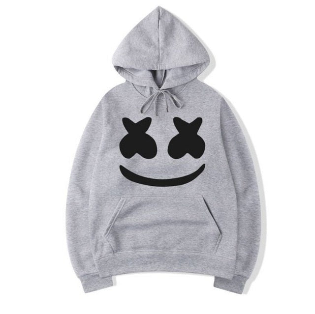 Laamei Sweet Marshmallow Smile Print Hoodies Hip Hop Solid Sweatshirts Rapper Bboy Dancer DJ Pullovers Modish Hooded Jacket Coat