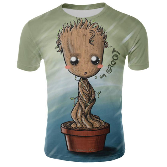 Summer t shirt men's Groot Harajuku T-Shirt Cotton Short Sleeves Casual Male Tshirt Marvel Casual breathable tops funny clothing